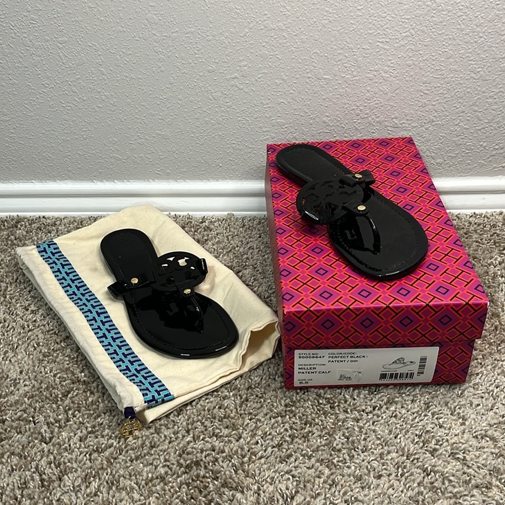 Tory Burch black miller sandals, 8.5